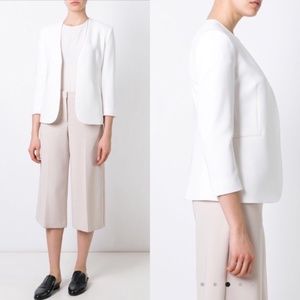 Theory Lindrayia B Admiral Crepe Blazer Eggshell White Open Jacket Size 0